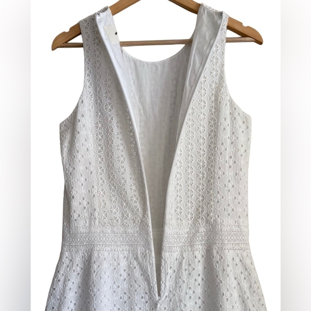 J. CREW COLLECTION Preppy Peasant Dropped Waist Embroidered Eyelet Midi Dress 6 - Picture 4 of 11